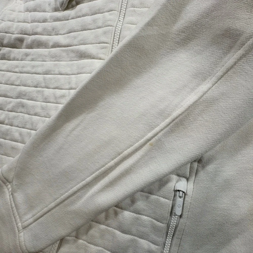 Lululemon Fleece Quilted Be True Full Zip‎ Jacket Women's 10 White Button Collar